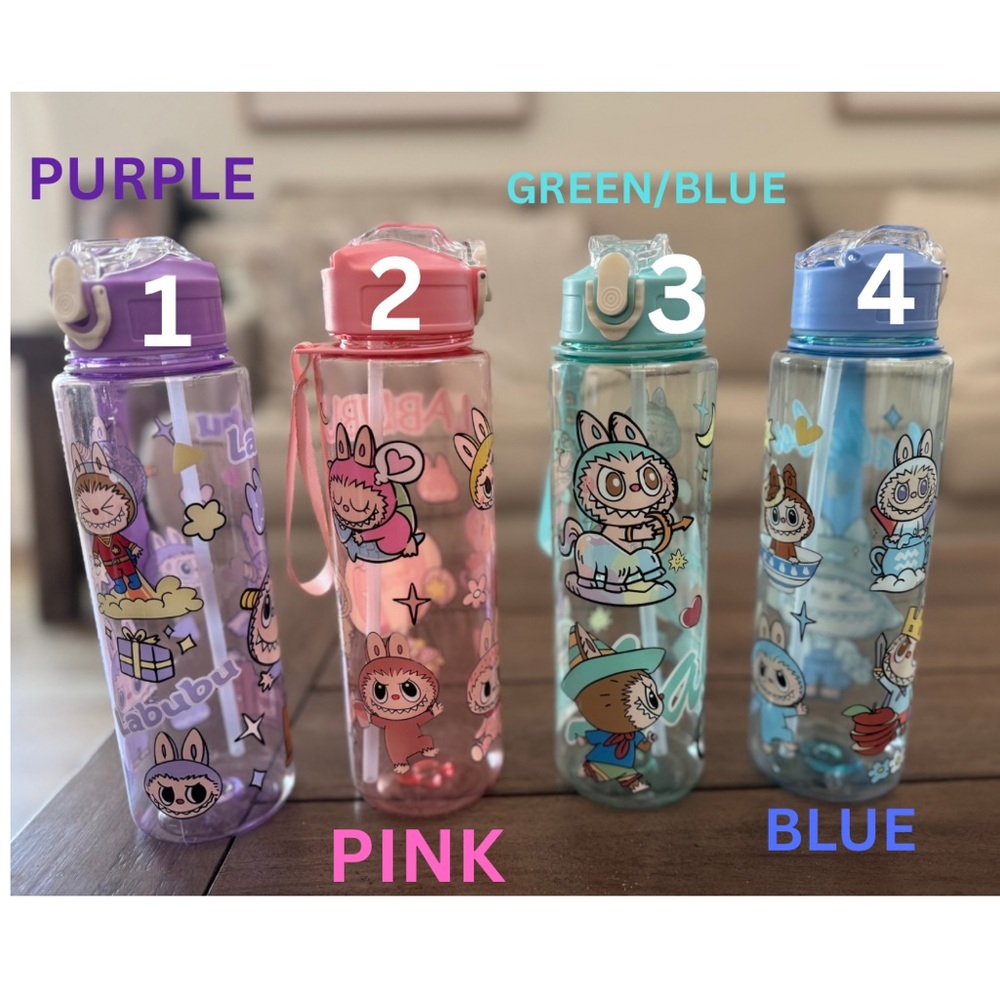 Blue New labubu water bottle